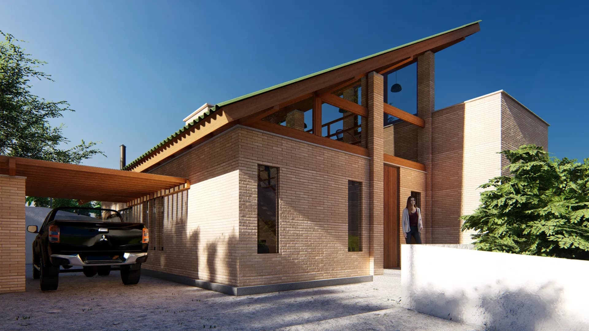 Casa contemporânea construída com tijolo ecológico PRIME
